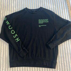 Nike Men's Black Crewneck Sweater with Neon Green Accents